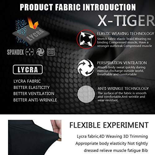 X-TIGER Hombres de Bicicleta con 5D Gel Acolchado MTB Ciclismo Tirantes Culotte Pantalones Cortos Culotes (XL, Verde Culotte Pantalones)