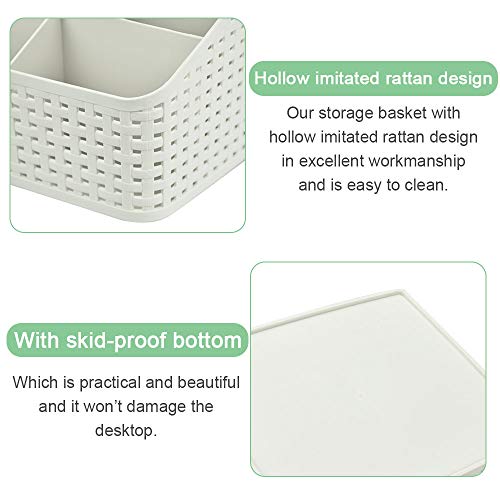 XAVSWRDE Cesta de Maquillaje Material PP Organizador de Cosméticos de 5 Compartimentos de Distintas Alturas Organizador de Maquillaje Color Blanco Cesta de Almacenamiento para Baño Escritorio Tocador