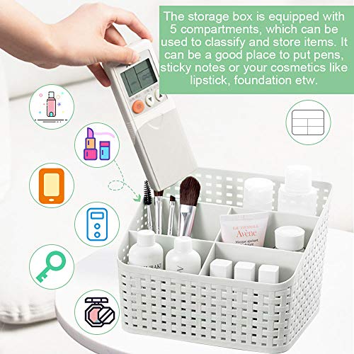 XAVSWRDE Cesta de Maquillaje Material PP Organizador de Cosméticos de 5 Compartimentos de Distintas Alturas Organizador de Maquillaje Color Blanco Cesta de Almacenamiento para Baño Escritorio Tocador