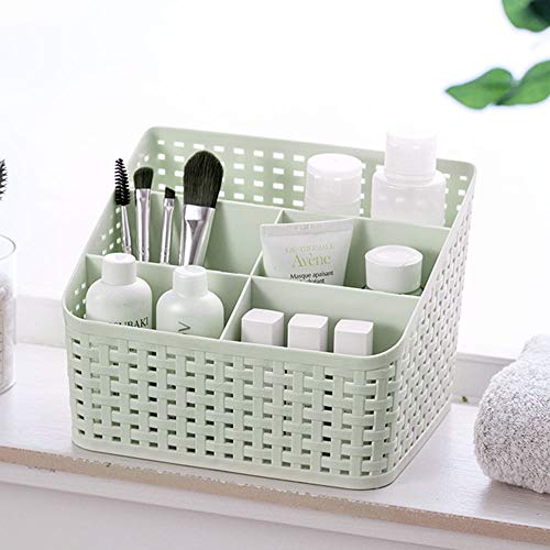 XAVSWRDE Cesta de Maquillaje Material PP Organizador de Cosméticos de 5 Compartimentos de Distintas Alturas Organizador de Maquillaje Color Blanco Cesta de Almacenamiento para Baño Escritorio Tocador