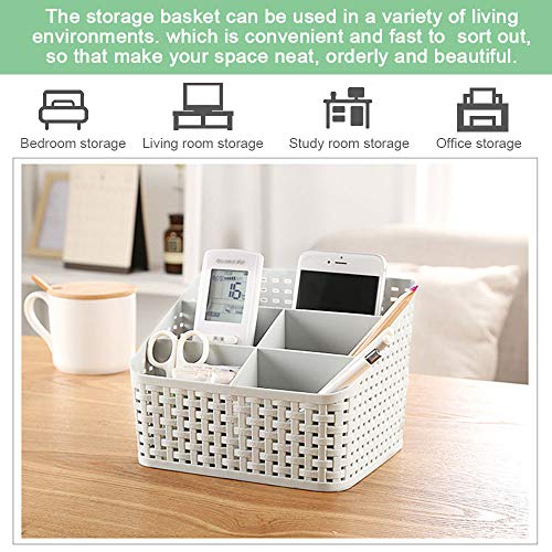 XAVSWRDE Cesta de Maquillaje Material PP Organizador de Cosméticos de 5 Compartimentos de Distintas Alturas Organizador de Maquillaje Color Blanco Cesta de Almacenamiento para Baño Escritorio Tocador