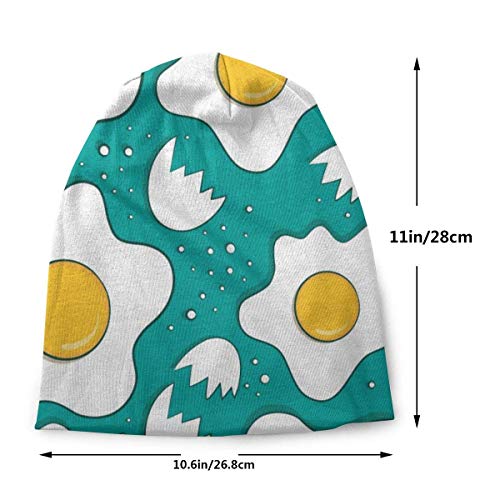 XCNGG Gorro de Punto para Adultos, Gorro de Gorro, Gorro de Punto, diseño de patrón de Huevos fritos Negro