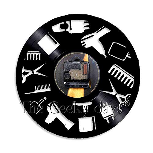 xcvbxcvb Peluquería Equipo de salón de Belleza Herramientas de peluquería Reloj de Pared Reloj Colgante Disco de Vinilo Reloj de Pared Peluquero