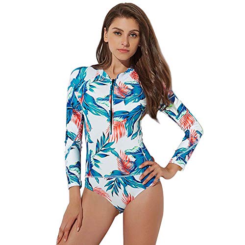 XDXDO Protector Solar para Mujer Traje de Surf Traje de baño Tallas Grandes Traje de baño Manga Larga Guardia Surf Chaleco Deportivo Dividido Triángulo Bikini Mujer Baño de Aguas Termales,S