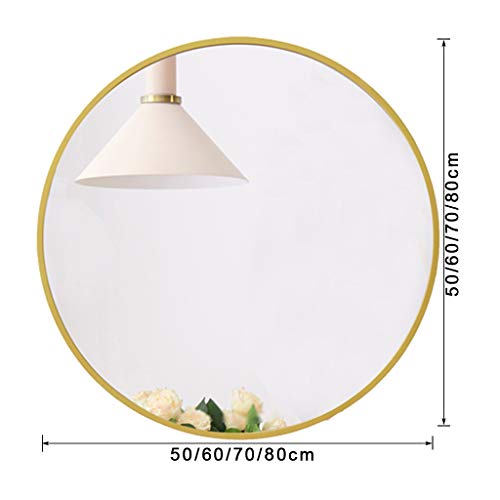 XFPINK Espejo De BañO Espejo Redondo De Pared Espejo De Vanidad Espejo De Maquillaje Espejo For Vestirse Espejo Moderno De CosméTica Espejo con Marco De Metal, DiáMetro 50/60/70/80cm, Negro, Dorado