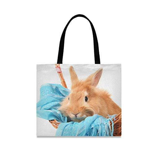 XiangHeFu Conejo de conejito de supermercado reutilizable en cesta con bufanda azul Bolso de mano casual de gran capacidad de moda de gran capacidad