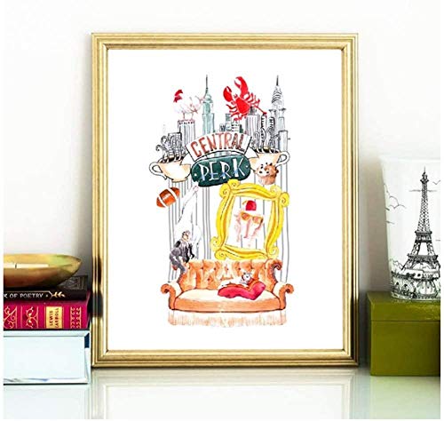 XIANGLL Cuadro En Lienzo，Impresiones de la Lona,Amigos TV Show Poster Impresiones Acuarela Arte Lienzo Pintura Amigo Sublimación Diseños Imagen Inicio Arte de la Pared Decoración / 50X70cm