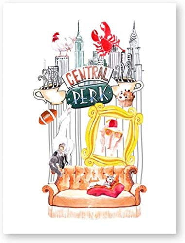 XIANGLL Cuadro En Lienzo，Impresiones de la Lona,Amigos TV Show Poster Impresiones Acuarela Arte Lienzo Pintura Amigo Sublimación Diseños Imagen Inicio Arte de la Pared Decoración / 50X70cm