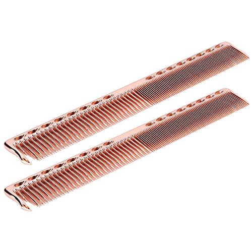XiangXin Peine de peluquería, 2 Piezas de Peine de Corte de Pelo Fino, Acero Inoxidable, Peso Ligero, 4 Colores, peluquería para peluquería(Rose Gold)