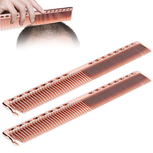 XiangXin Peine de peluquería, 2 Piezas de Peine de Corte de Pelo Fino, Acero Inoxidable, Peso Ligero, 4 Colores, peluquería para peluquería(Rose Gold)