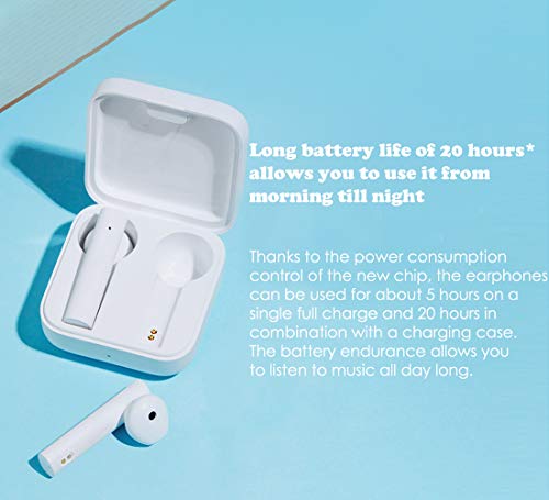Xiaomi Mi True Wireless Earphones 2 Basic Auriculares Inalámbricos Bluetooth, Control Tactil Auricular, Bluetooth 5.0, Estéreo, Micrófono Dual Reducción de Ruido de Llamada, Blanco