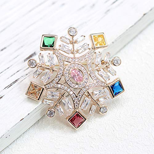 XIAOQING Color de Mosaico de Estilo exótico es Broche Retro Modelos Femeninos Broche de alfiler Anti-iluminación