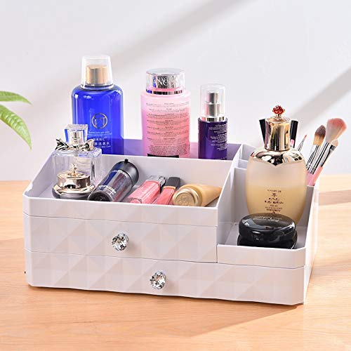 Xieke127-x Escritorio Japonesa Caja de Almacenamiento Caja de la joyería cosmética del cajón a terminar Tres Cajas de plástico (Color : White, Size : 33.5 * 23cm.5 * 13.5cm)