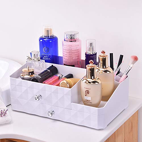 Xieke127-x Escritorio Japonesa Caja de Almacenamiento Caja de la joyería cosmética del cajón a terminar Tres Cajas de plástico (Color : White, Size : 33.5 * 23cm.5 * 13.5cm)