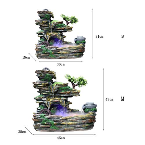 Xilinshop-Fuentes decorativas Fuente de Piedra de montaña de Interior Creativa Cascada de Tres Pisos y atomizador Humidificador de decoración de Escritorio (tamaño : S)