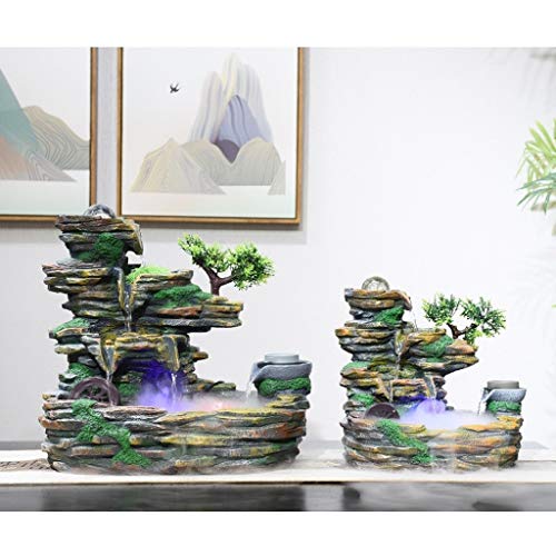 Xilinshop-Fuentes decorativas Fuente de Piedra de montaña de Interior Creativa Cascada de Tres Pisos y atomizador Humidificador de decoración de Escritorio (tamaño : S)
