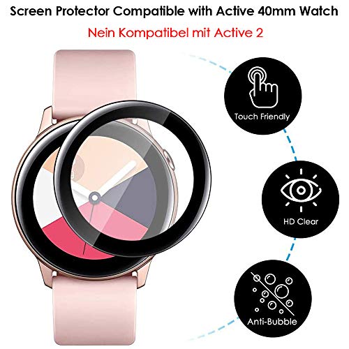 XIMU Compatible con Samsung Galaxy Watch Active 40mm Protector de pantalla [2 piezas] Samsung active Protector de pantalla Película protectora de Películas suaves [Anti-arañazos] (NO PARA ACTIVE 2)