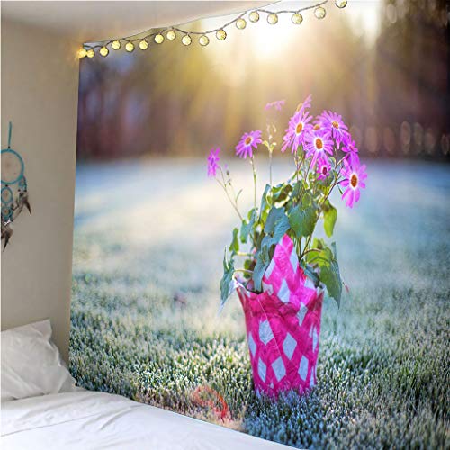 Xin Yao Store Flor Prado Crisantemo Yoga Mat Manta Hippie Colorido Dormitorio Papel Tapiz Arte Colgante Salón Arte240(H) X260(An) Cm