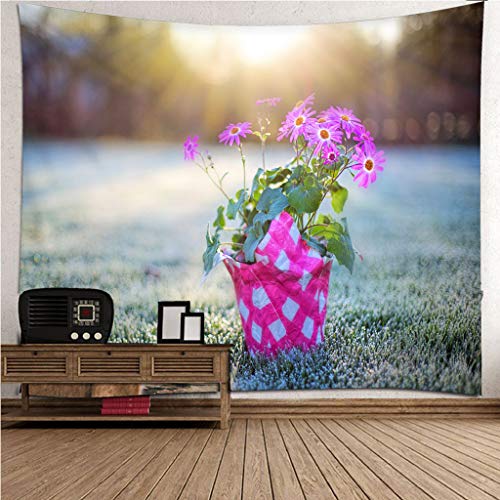 Xin Yao Store Flor Prado Crisantemo Yoga Mat Manta Hippie Colorido Dormitorio Papel Tapiz Arte Colgante Salón Arte240(H) X260(An) Cm