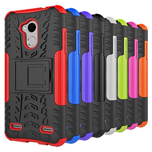 XINFENGDI Funda ZTE V6 Plus/V7 Lite/Blade A2, Carcasa Dura Protección 360° Cubiertas Móviles Anticaídas Resistente Arañazos TPU Caso Protector para ZTE V6 Plus/V7 Lite con Soporte de Pie - Rojo