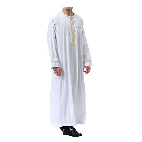 Xinvivion Musulmán Hombres Robes - Manga Larga Islámico Medio Oriente Dubai Thobe Arabia Saudita Étnico Dishdasha Kaftan Kandoura