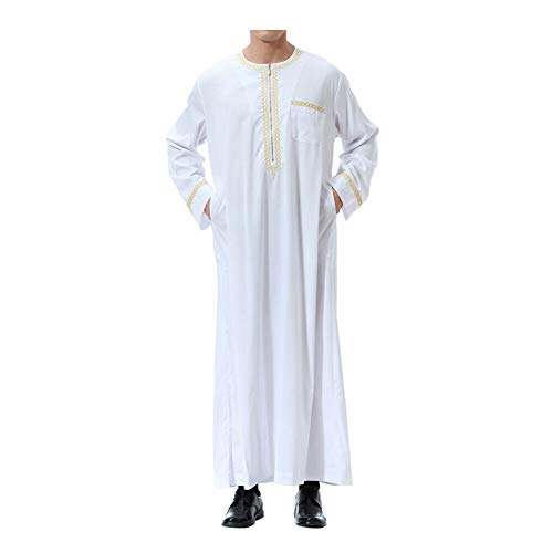 Xinvivion Musulmán Hombres Robes - Manga Larga Islámico Medio Oriente Dubai Thobe Arabia Saudita Étnico Dishdasha Kaftan Kandoura