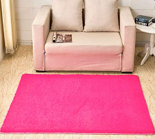 XINYUKEJI Alfombra Cuadrada, Hogar Antideslizante Alfombras Piso Moqueta Mats Pad para Habitación Decorativo Alfombras,Alfombra de Lana de Seda (Rosa, 80x120 cm)