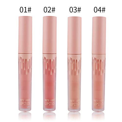 Xiton 1 paquete de lápiz labial mate set 4 colores a prueba de agua duraderos líquidos barras de labios taza antiadherente brillo de labios sexy lápiz labial hidratante labio cosmético