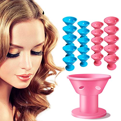 Xiton 20PCS Flexibles Rizador Pelo Kit De Silicona Herramienta Para Rizar El Cabello Ligeros Y Suaves Rizadores De Pelo Sin Clip Rodillos Para El Cabello Accesorios (10 grandes + 10 pequeños)