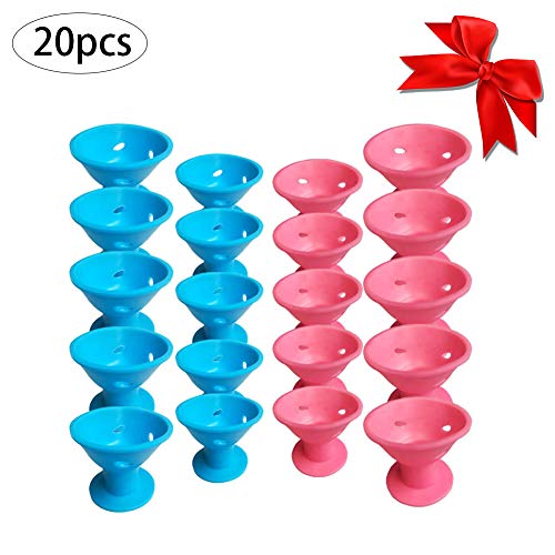 Xiton 20PCS Flexibles Rizador Pelo Kit De Silicona Herramienta Para Rizar El Cabello Ligeros Y Suaves Rizadores De Pelo Sin Clip Rodillos Para El Cabello Accesorios (10 grandes + 10 pequeños)