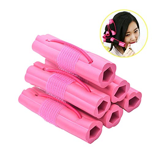 Xiton 6PCS / SET Rizador de pelo de espuma de esponja mágica Rodillos de pelo ondulado bricolaje de rizador de pelo suave Herramientas de peinado del cabello para mujeres niñas (rosa)