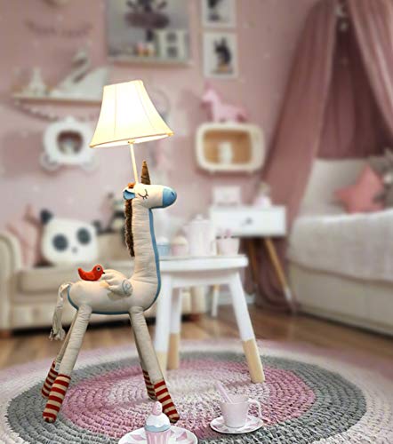XiuXiu Lámpara de pie Unicornio Cute Creative Habitación para niños Dormitorio Sala de Estar Princess Lámpara de pie Ins Nordic Style (Color : Blanco, tamaño : Button Switch)