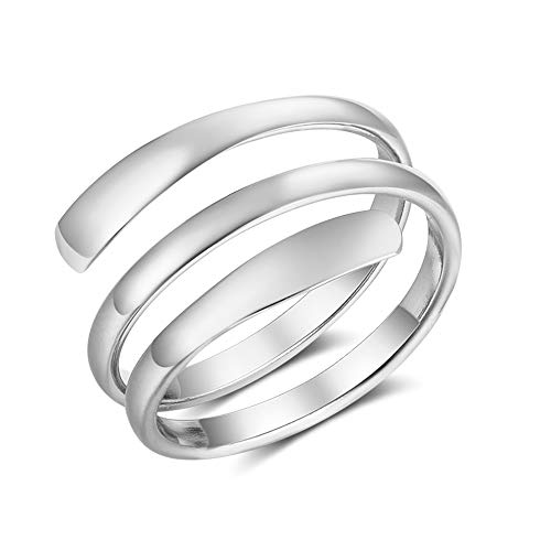 XiXi Personalizado Anillos Plata Mujer Ajustables 2 Nombre Grabado BFF Anillos para Madre Pareja Regalo en Aniversario Día de San Valentín (Plata)