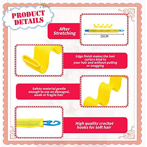 Xkfgcm 24 Piezas Kit de Peinado de Rizadores de Cabello Hair Curlers Spiral Curls Styling Kit Rizadores de Pelo Mágicos en Espiral Rizadores de Pelo sin Calor Rizadores de Estilo de Onda