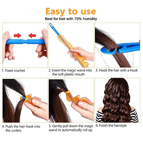 Xkfgcm 24 Piezas Kit de Peinado de Rizadores de Cabello Hair Curlers Spiral Curls Styling Kit Rizadores de Pelo Mágicos en Espiral Rizadores de Pelo sin Calor Rizadores de Estilo de Onda