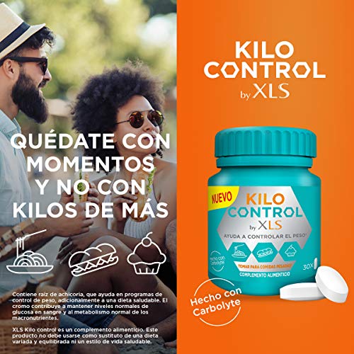 XLS Kilo control - Ayuda a controlar el peso en comidas pesadas - Envase discreto y práctico - Contiene 30 comprimidos (15 comidas)