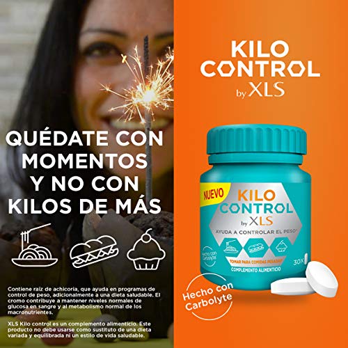 XLS Kilo control - Ayuda a controlar el peso en comidas pesadas - Envase discreto y práctico - Contiene 30 comprimidos (15 comidas)