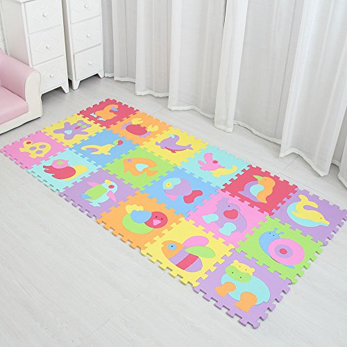 XMTMMD Suelo para Ninos Infantiles EVA Puzzle ColchonetaPara Ninos Y Infantiles EVA Puzzle Colchonetas Puzzle Rompecabezas para Cubrir el Suelo 18 Piezas Play Mat Set AMP014019G300918