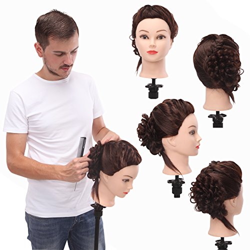 xnicx 75% Pelo real cabeza maniqui peluqueria cabeza de maniqui cabeza maniqui peluqueria cabezas para peinar peluqueria