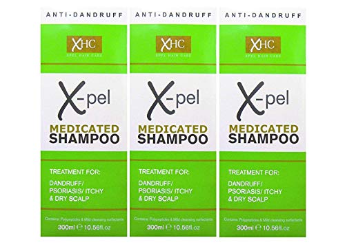 Xpel Hair Care - Champú terapéutico Xpel (3 envases de 300 ml) para tratamiento contra la caspa, la psoriasis y los picores en el cuero cabelludo