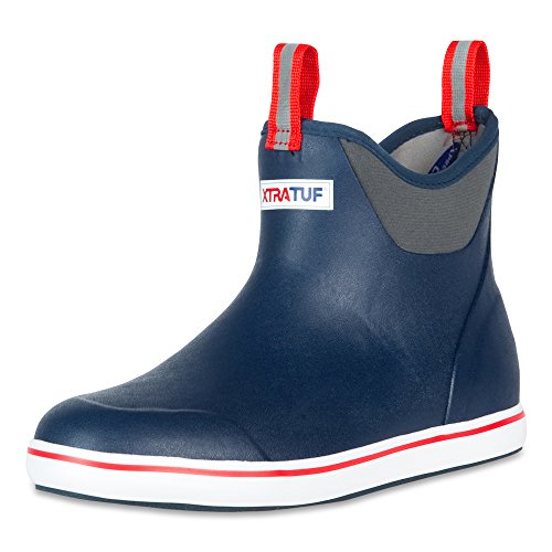 XTRATUF Performance Series 6 Men's Full Rubber Ankle Deck Boots, Navy & Red (22733) by Xtratuf