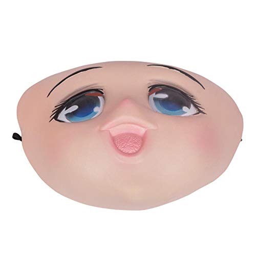 XWYWP Máscaras Halloween Big Eyes Girl Full Face Latex Mask Half Head Mask Cartoon Cosplay Japonés Anime Lolita Máscara Crossdress Doll x10010