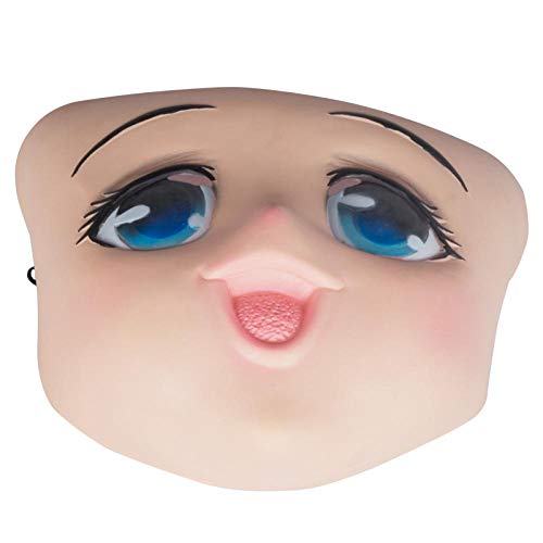 XWYWP Máscaras Halloween Big Eyes Girl Full Face Latex Mask Half Head Mask Cartoon Cosplay Japonés Anime Lolita Máscara Crossdress Doll x10010