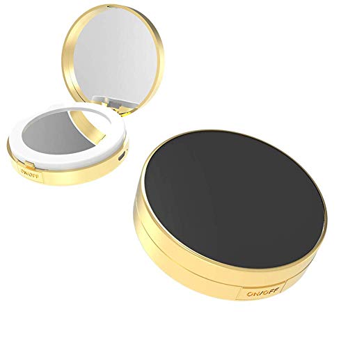 XYM Espejo Compacto para Maquillaje de Viaje con Espejo Iluminado LED / 4X Espejo oscurecedor de Bolsillo portátil Espejo Iluminado Plegable para Bolsos y Viajes,Blanco
