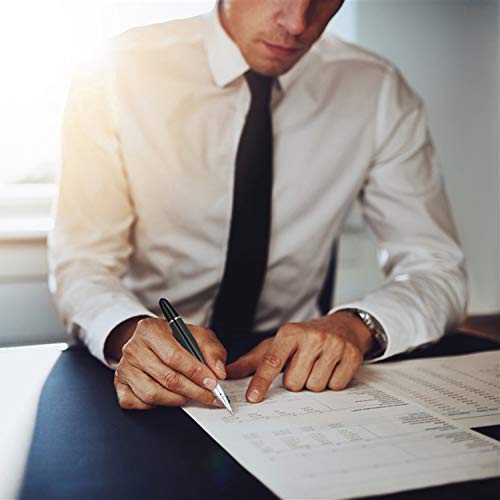 Yadelai Bolígrafos, Tinta Negra Acero Inoxidable Oficina Regalo de Negocios Bolígrafo con 2 Recambios Adicionales(Negro)