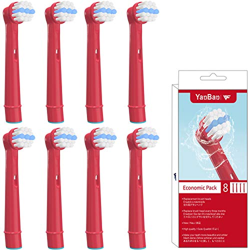 YanBan 8 cabezales de cepillo de dientes para niños Oral B, cabezales de cepillo de repuesto para cepillo de dientes eléctrico Braun compatible con cepillo de dientes sensible