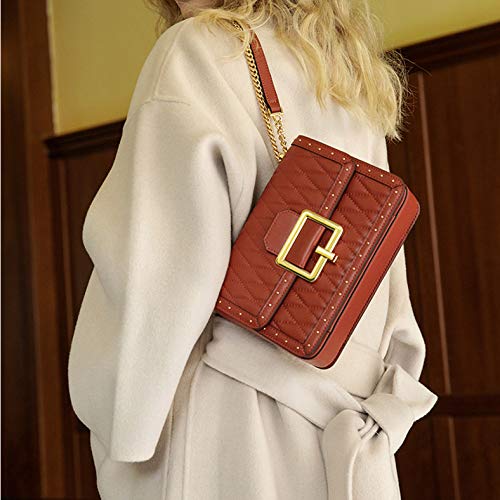 YANGPANGZI Nuevo otoño e invierno pequeña fragancia anillo de viento anillo cadena de organos bolsa un hombro bolso de mujer inclinado bolso cuadrado pequeño