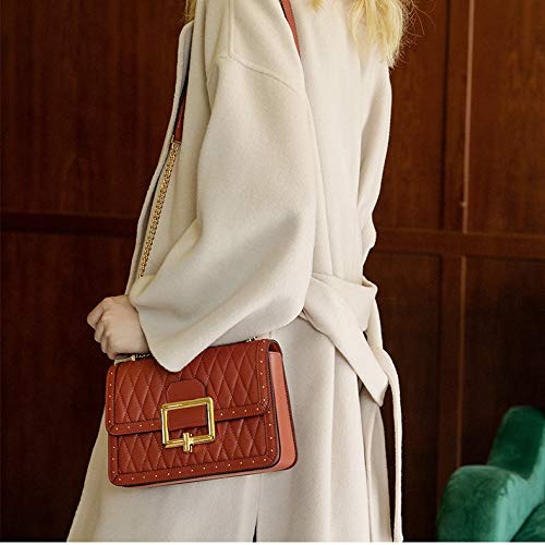 YANGPANGZI Nuevo otoño e invierno pequeña fragancia anillo de viento anillo cadena de organos bolsa un hombro bolso de mujer inclinado bolso cuadrado pequeño