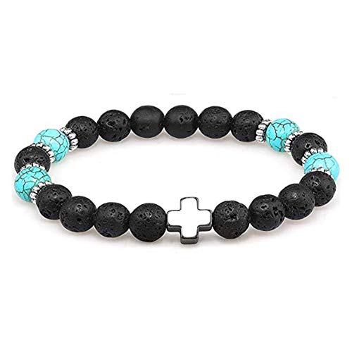 YangQianWen 1pcs Pulseras de Roche De Lavado Cuentas Mujeres Pulseras Cruz Pulseras par Elásticos,B,18.5cm*19cm