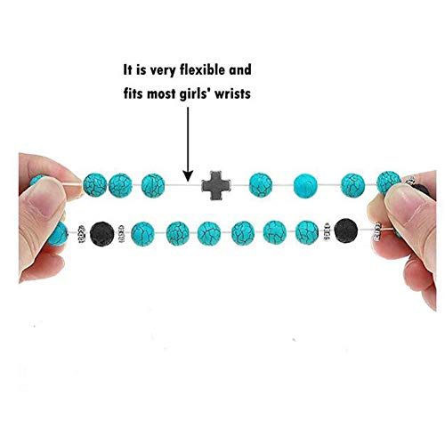 YangQianWen 1pcs Pulseras de Roche De Lavado Cuentas Mujeres Pulseras Cruz Pulseras par Elásticos,B,18.5cm*19cm